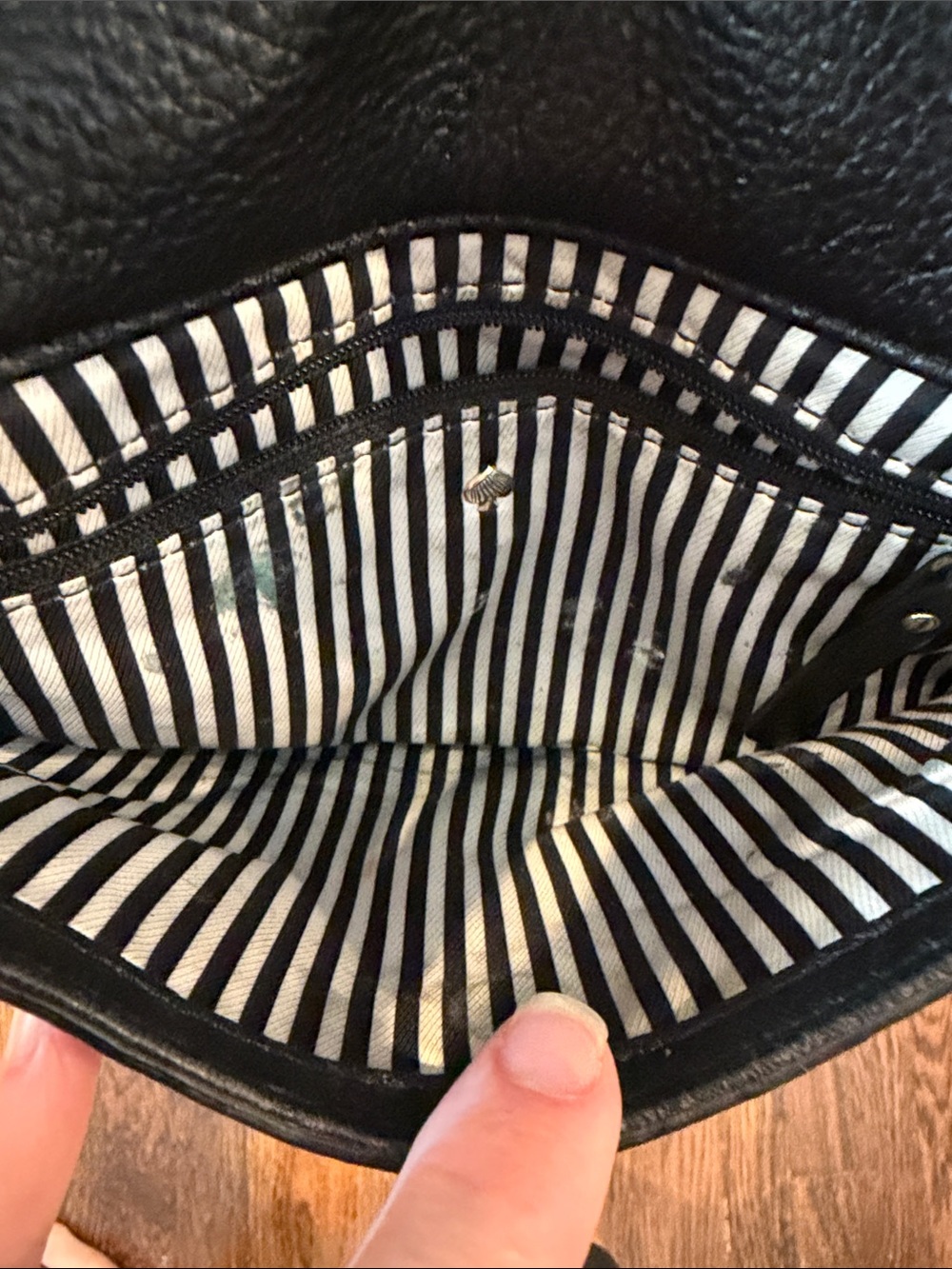 kate spade Black Pebbled Leather Fold-Over Crossbody with Front Zip and Pocket - Picture 6 of 16